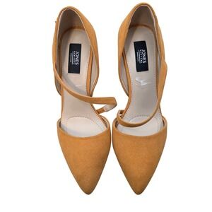 JONES NEW YORK SIGNATURE CHERYL Women's Mustard Suede D'Orsay Pumps Heels 7M